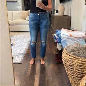 Express Dark Blue Ripped Skinny Jeans